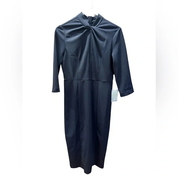 Donna Morgan Navy Long Sleeve Dress - Picture 3 of 7